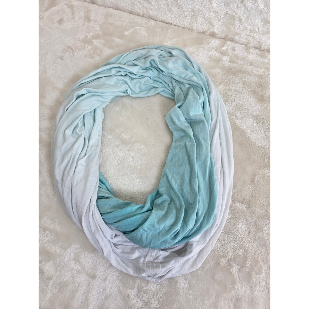 Unbranded Women Ombre Infinity Scarf‎ Blue White Gradient Jersey Knit Loop Scarf